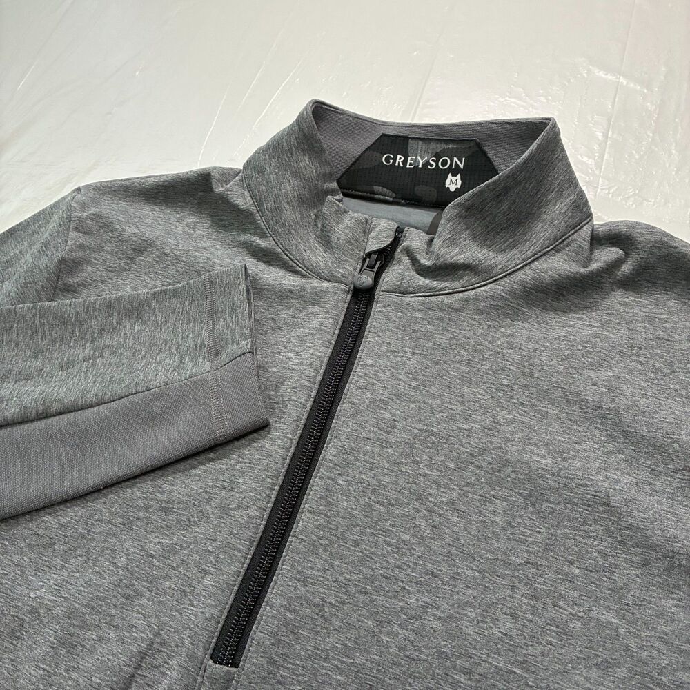 Greyson Pullover Mens Size Medium Gray Sequoia 1/4 Zip Performance Stretch Golf